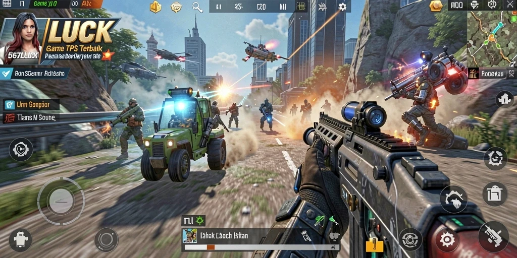 Screenshot menunjukkan aksi pertempuran seru dalam 567LUCK.