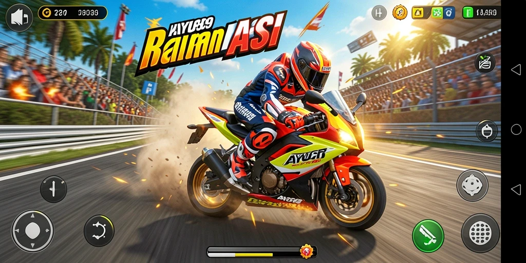 Tampilan gameplay seru dalam balapan motor AYU89.