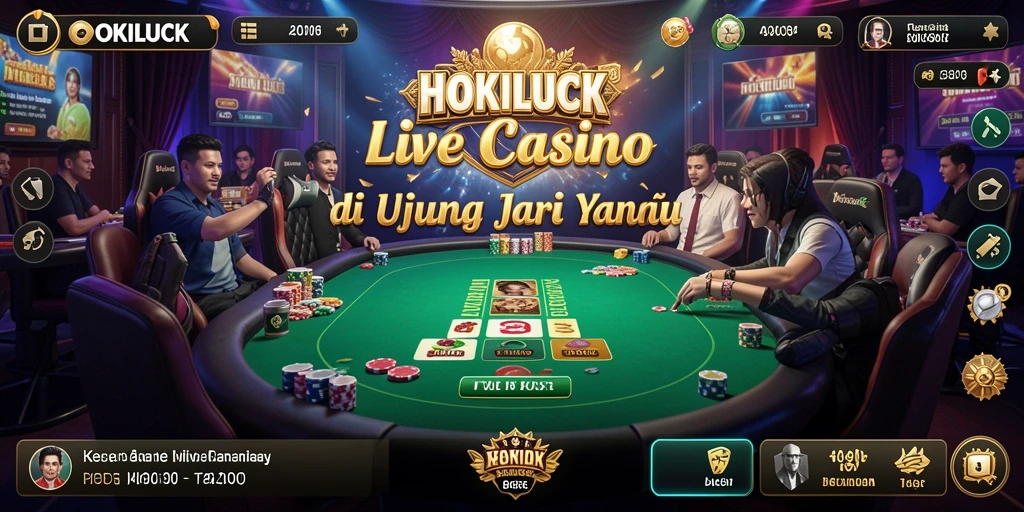 Tangkapan layar HOKILUCK menampilkan dealer langsung dan permainan kasino yang mendebarkan.