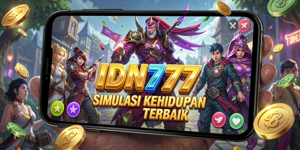 Screenshot IDN777 menampilkan kehidupan virtual yang mendebarkan dan interaksi karakter.