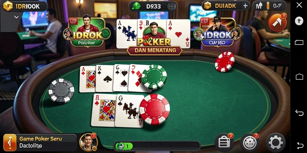 Tangkapan layar IDROK menampilkan momen seru dalam permainan poker.
