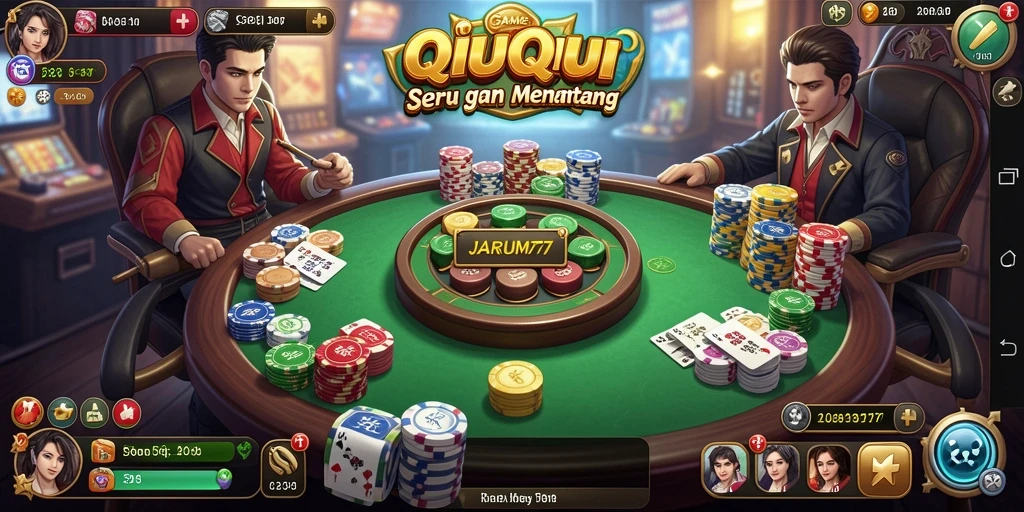 Tampilan menarik dan seru dari gameplay QiuQiu di JARUM77.