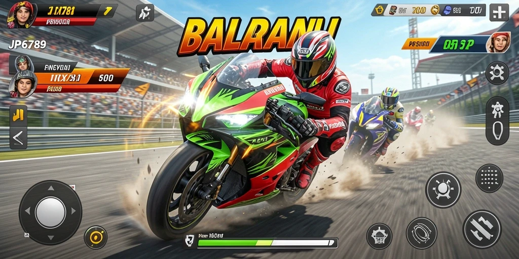 Gameplay seru di lintasan balap motor yang mendebarkan.