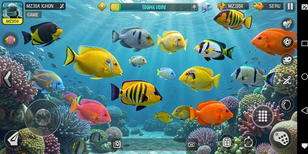 Tampilan gameplay seru dari MZ356 saat menembak ikan.