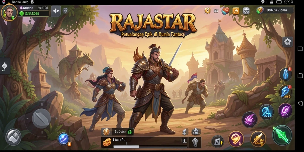 Screenshot utama RAJASTAR menampilkan aksi seru dalam gameplay RPG.