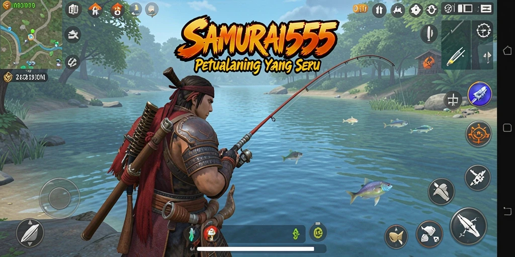 Screenshot dari gameplay <strong>SAMURAI555</strong> menampilkan pengalaman memancing yang mendebarkan.